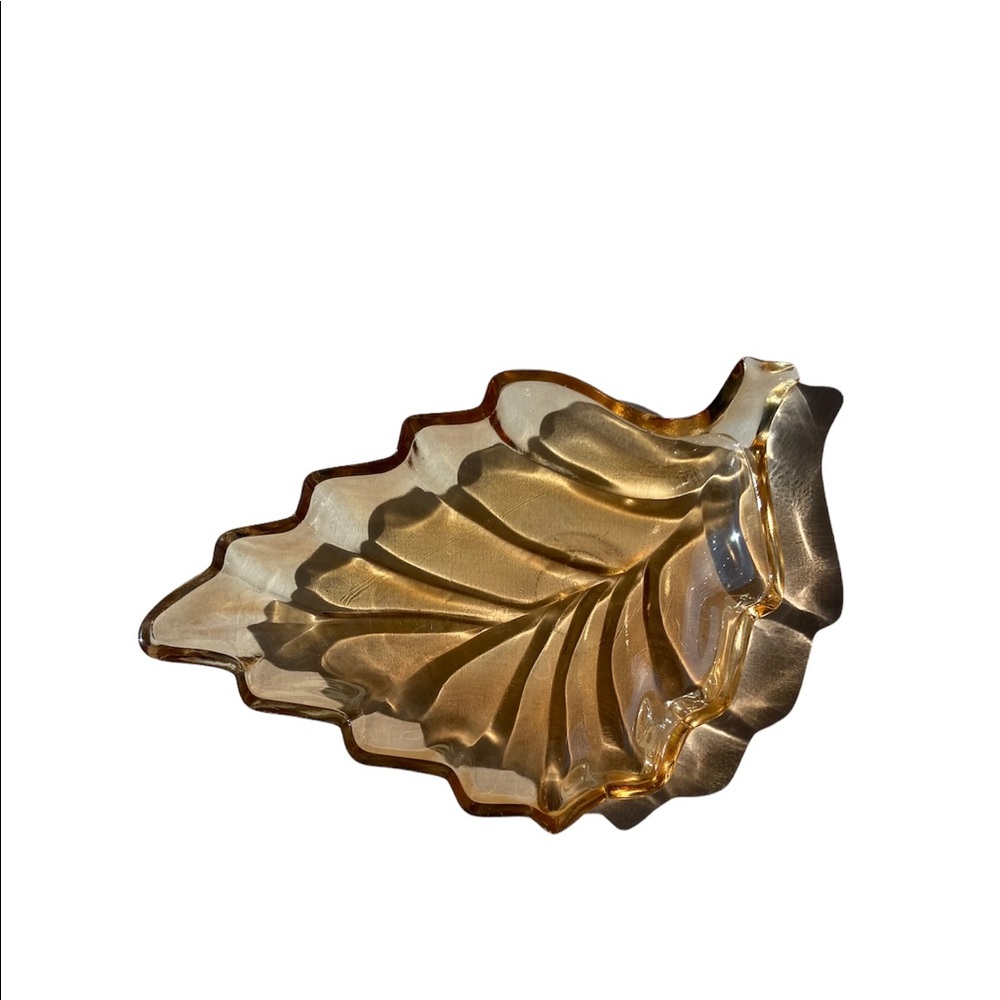 Jeanette Glass Marigold Leaf Dish